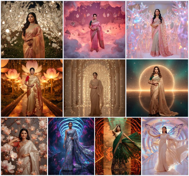 Best 10 Artistic Saree AI Prompts for Vintage Black and White Portrait Photography | prompt for Gemini AI girl in traditional dress — AI image prompt
