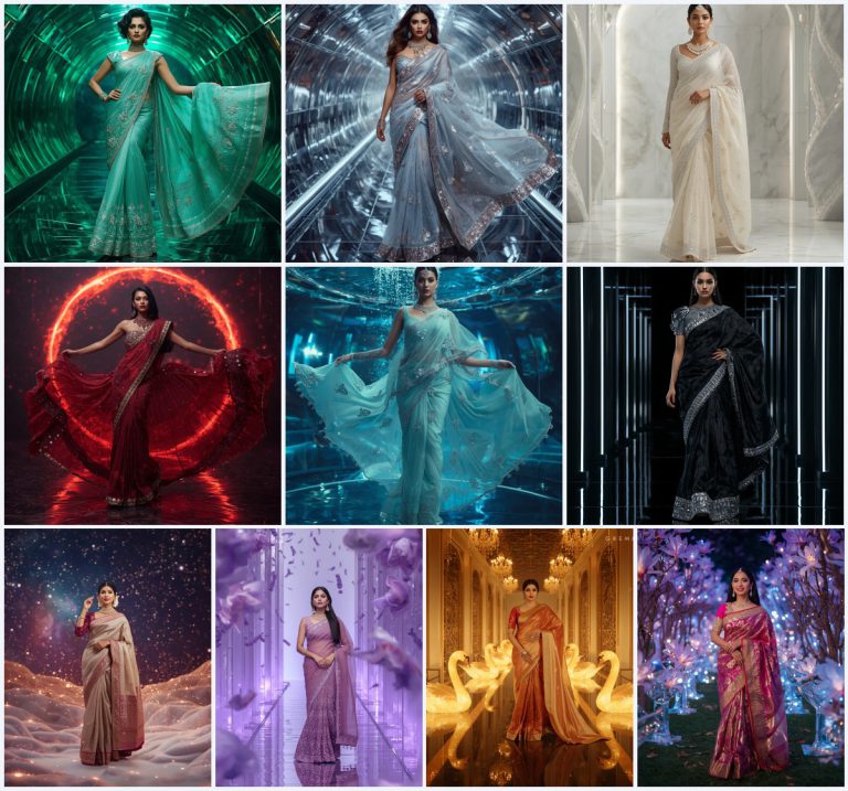Best 10 Fashionable Saree AI Prompts for Vibrant Cityscape Night Photography | saree selfie ai prompt — AI image prompt