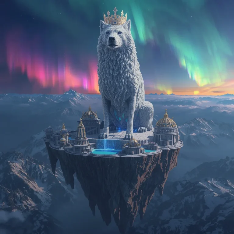 Floating Giant Crowned Wolf Luxury Empire | prompt for Gemini AI modern — AI image prompt