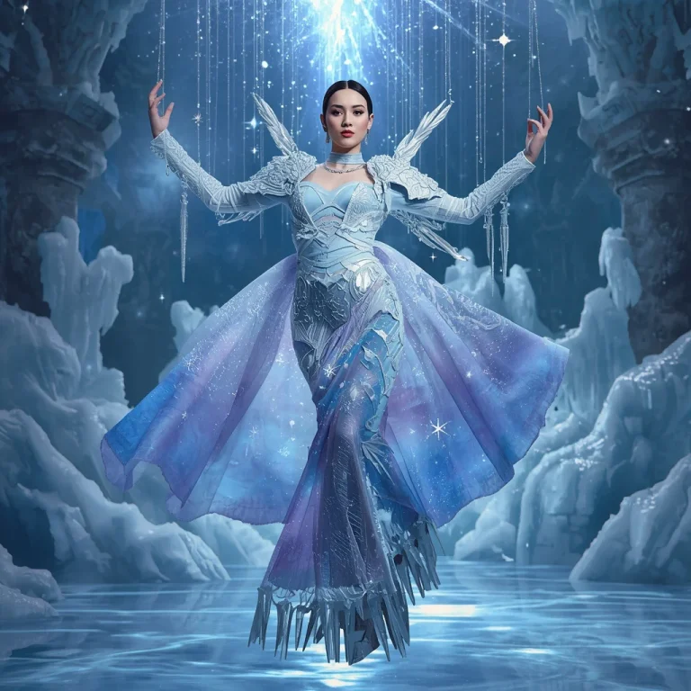 Frozen Crystal Nebula Armor Saree with Ice Galaxy Vault | best prompt for girls college — AI image prompt