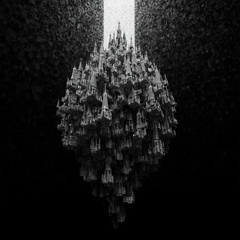 Quantum-Geometric Cathedral Floating in a Void of Static | Prompt trending — AI image prompt