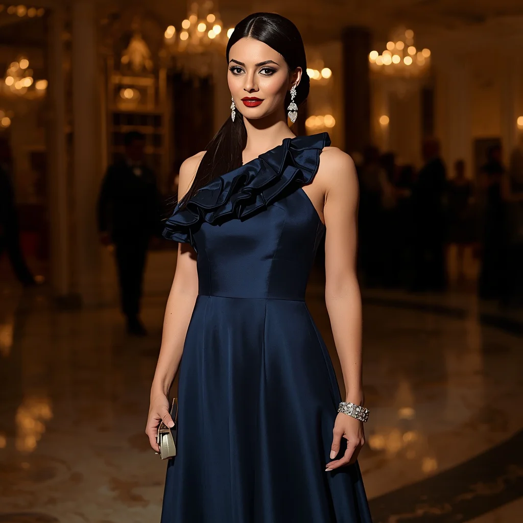 Elegant Black Tie Affair: A Sleeveless Ruffled Gown | Premium Girl Prompt — AI image prompt