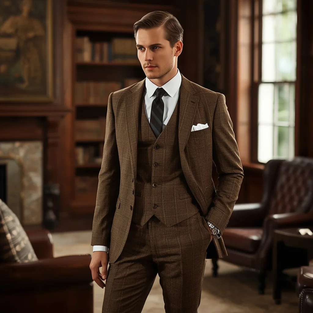 Masculine Charm: A Man in a Tailored Tweed Suit | Prompt Seen Men — AI image prompt